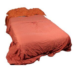 Linden Street 100% Egyptian Cotton Flat Sheet Queen/Small King Size Terracotta